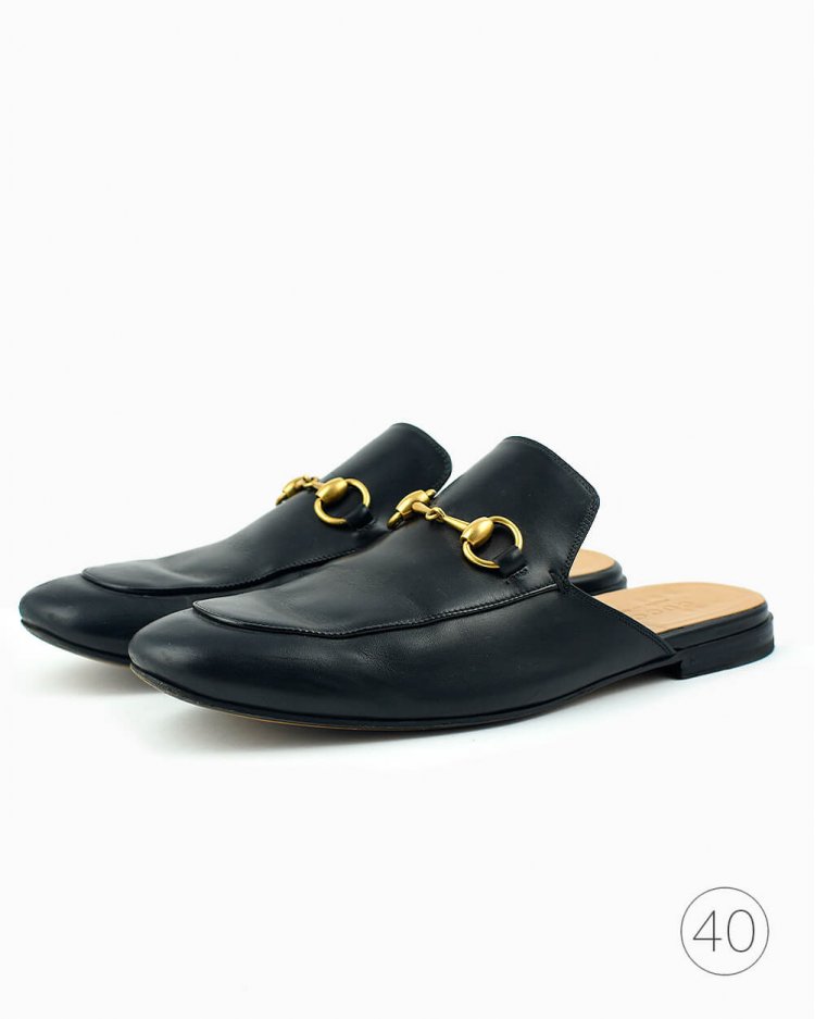 Mule Gucci original horsebit couro preto masculino